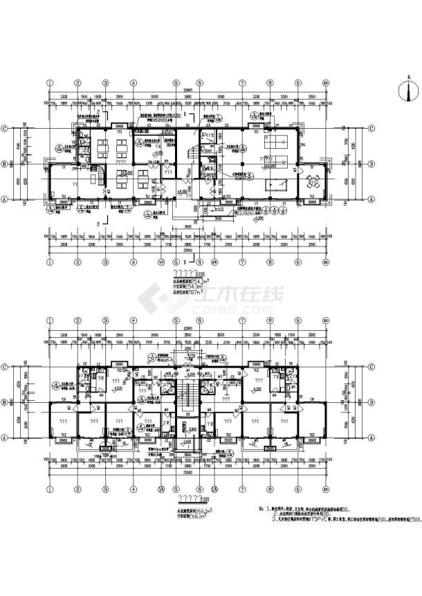 【南平】三层框架结构宿舍楼建筑、结构施工图-图一