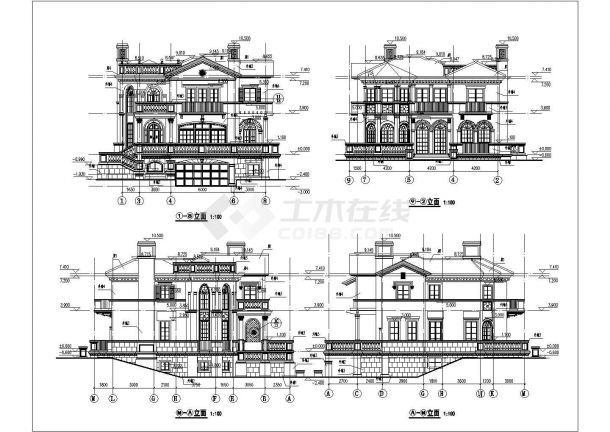 某地欧式三层框架结构别墅施工图-图二