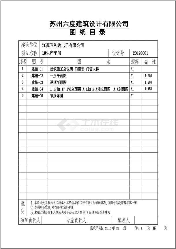 某地单层钢结构厂房建筑结构全套施工图-图二