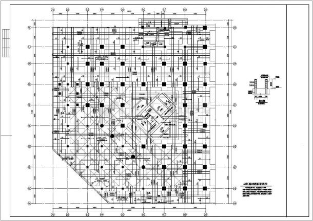 某地高层筏基图结构带转换层的异型柱住宅建筑结构施工图（40层）-图二