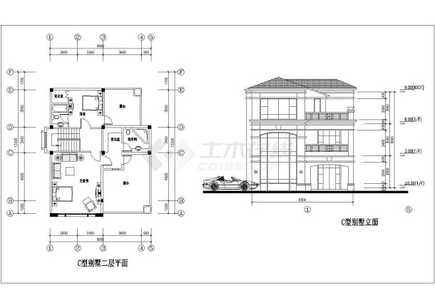 旋转别墅建筑布置参考图-图二