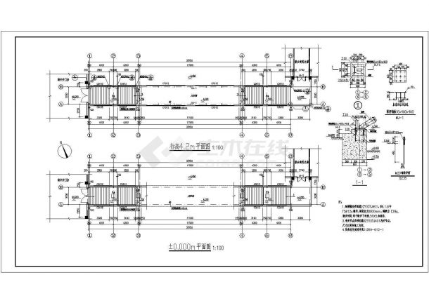 某厂区内18米人行天桥（封闭桁架）结构施工图-图二