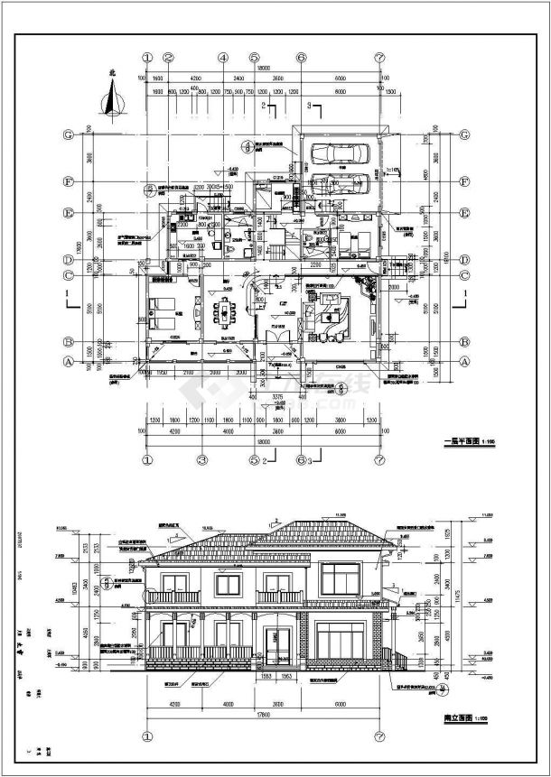某2层框架结构欧式私人别墅建筑施工图-图一