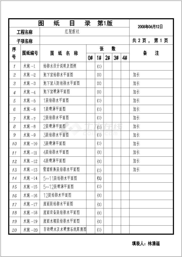 福建某地十二层红星宾馆给排水、消防设计图纸（共29张）-图二