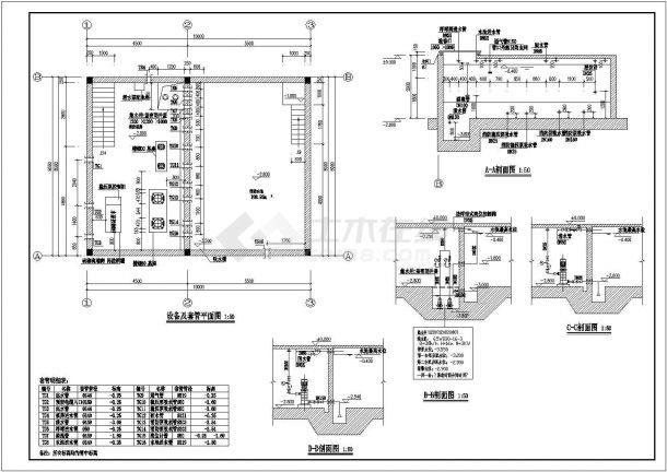 某办公楼室外地下消防泵房建筑结构图-图二
