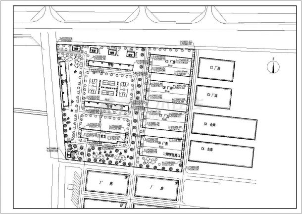 某厂区三层饭堂（食堂、综合楼）全套建筑施工图-图二