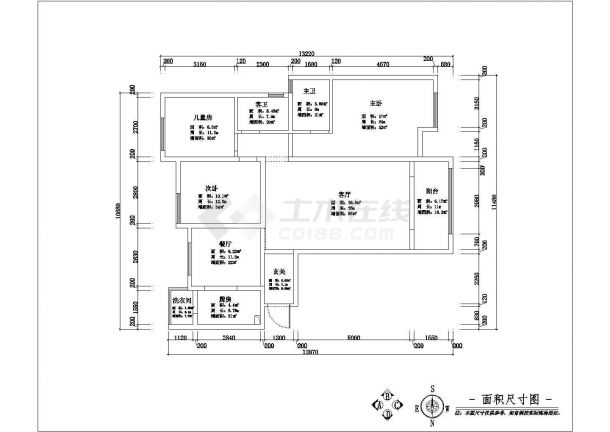 简洁欧式风格三室两厅住宅装修设计图纸-图一