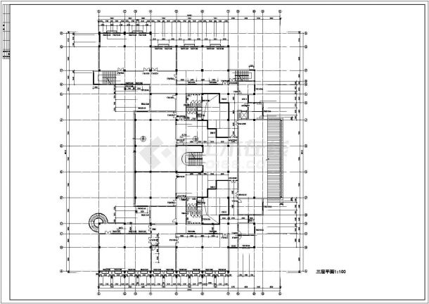 三层框架结构图书馆建筑方案图-图二