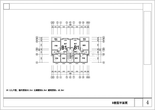 多种户型安置房CAD图-图二