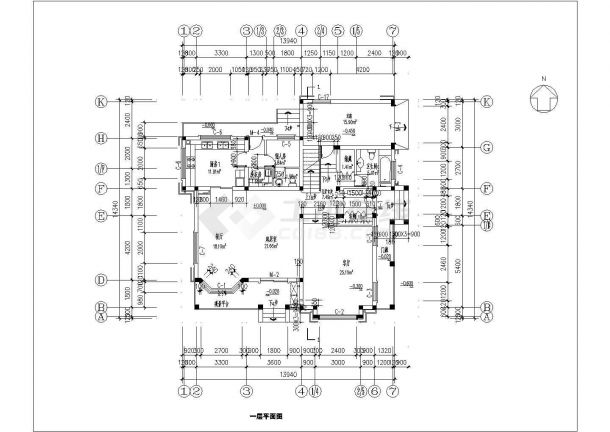 某市2层砖混结构别墅建筑设计施工图-图一