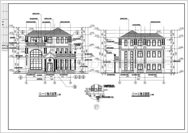 某小区的三层独栋别墅建筑施工图纸-图二