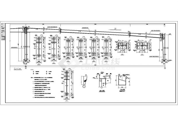 某地一层70x132米两跨门式钢架厂房独立基础钢结构施工图-图二
