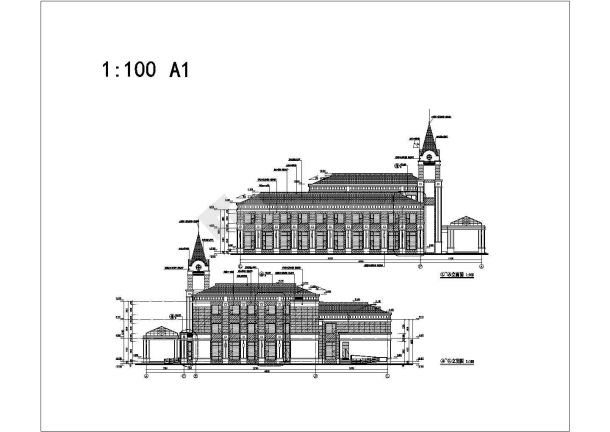 【西安】三层框架架构售楼中心建筑施工图-图一