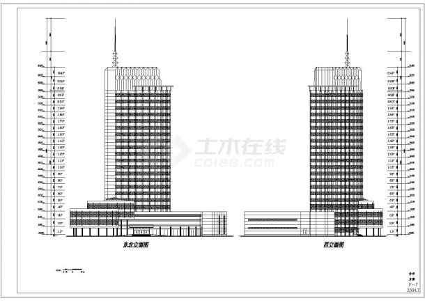 某地区23层框剪结构综合办公楼建筑设计方案图-图一