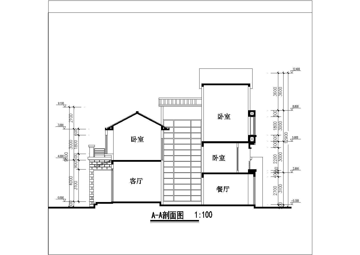 休闲风格的别墅方案设计建筑结构图（二）