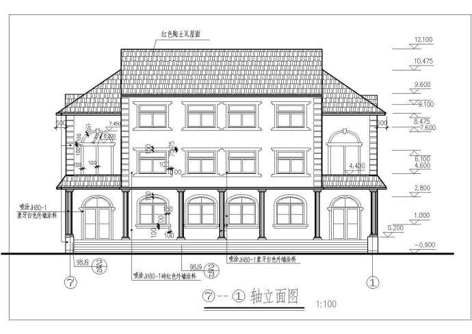 休闲风格的别墅方案设计建筑结构图（四）_图1