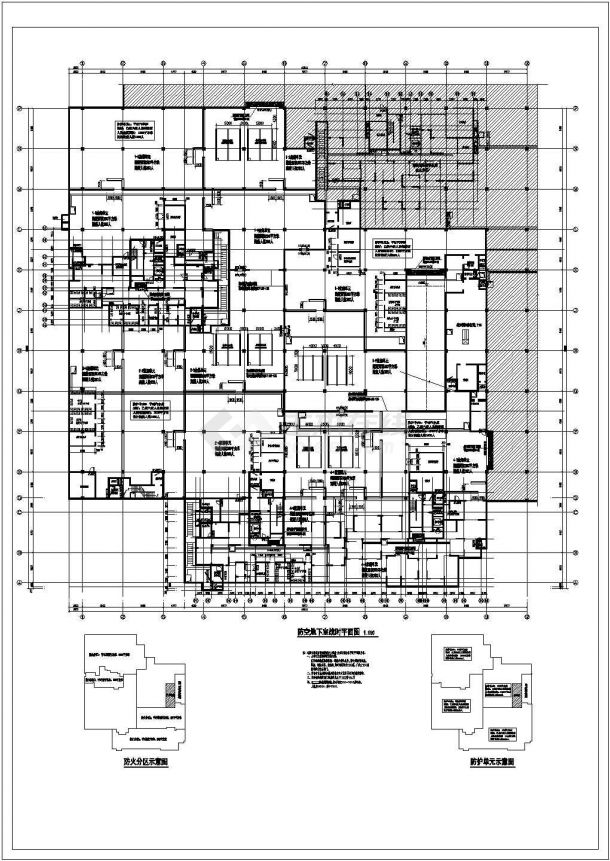 某地下一层人防地库框架结构建筑施工图-图二