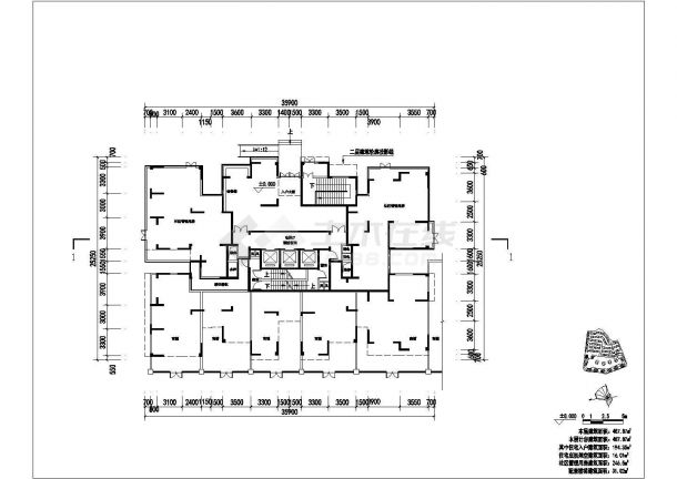 某地一梯八户商住楼建筑方案设计图-图一