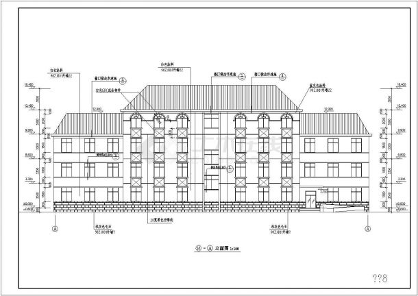 某四层办公楼建筑设计施工图（含坡屋顶）-图二