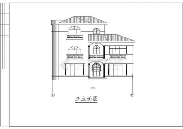 某地两层欧式别墅住房建筑设计方案图纸（12套）-图一