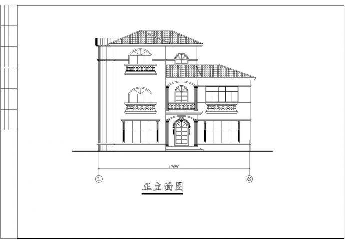 某地两层欧式别墅住房建筑设计方案图纸（12套）_图1