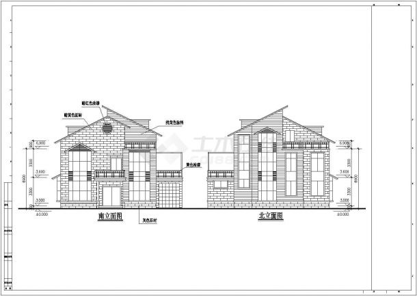 某地两层现代风格别墅建筑方案设计图纸（11户）-图二