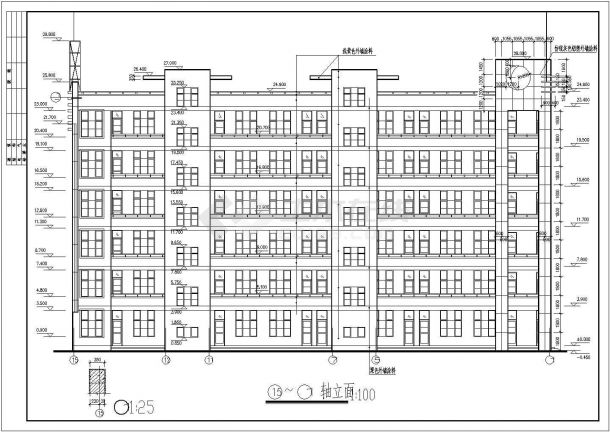 南宁市6层框架结构中学教学楼建筑及结构施工图-图一