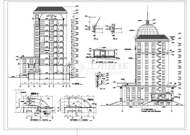 某地10层框架结构综合办公楼建筑施工图-图二