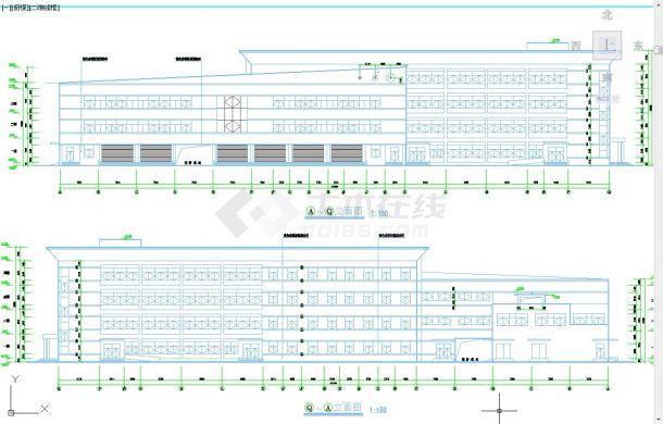 北京某大学2.3万平米4层框架结构学生餐厅建筑设计CAD图纸-图二