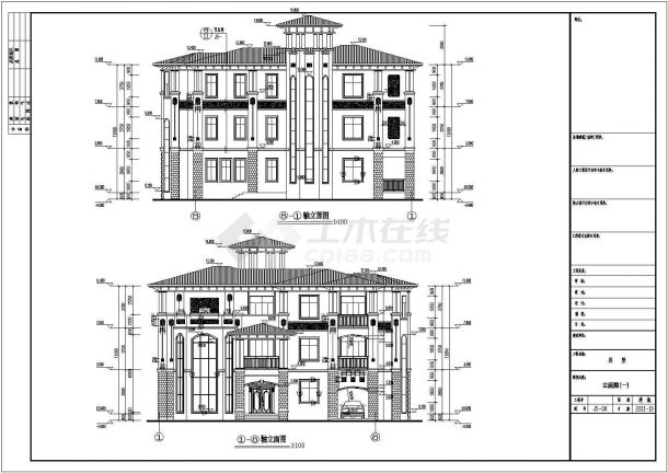 深圳市3层框架结构别墅建筑结构施工图-图二