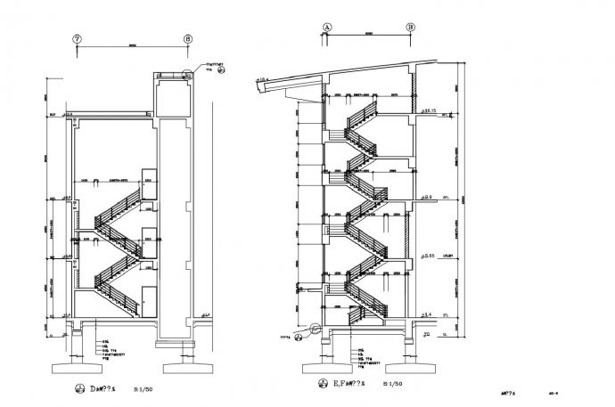 某建筑结构楼梯剖面图CAD图_图1