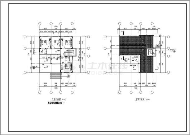 某乡村自建三层框架结构别墅建筑设计方案图-图二