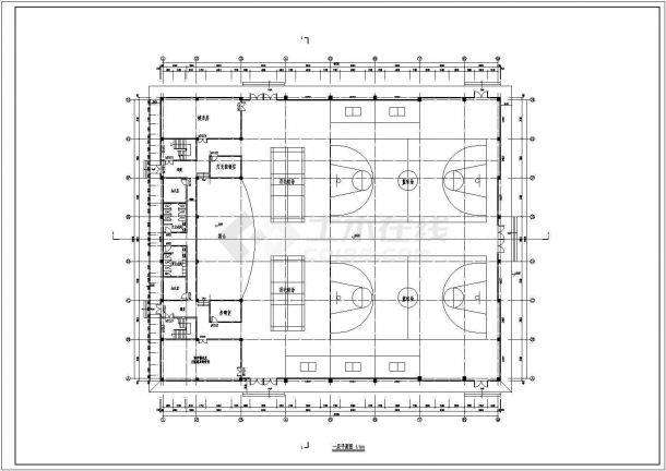 某地四层框架结构体育馆建筑方案设计图和效果图-图一
