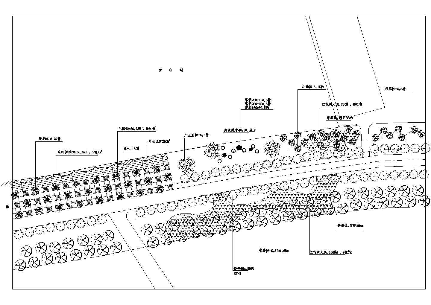 某滨水公园绿化景观设计施工平面图