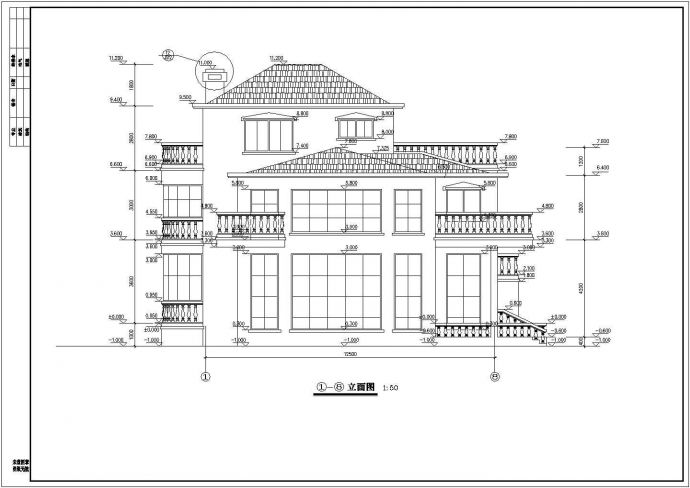 三亚三层框架结构别墅建筑施工图设计_图1