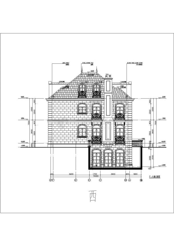 某地欧式二层剪力墙结构别墅建筑方案图-图二