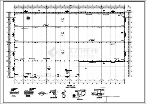 【江苏】单层多跨钢结构厂房建筑及结构施工图-图一