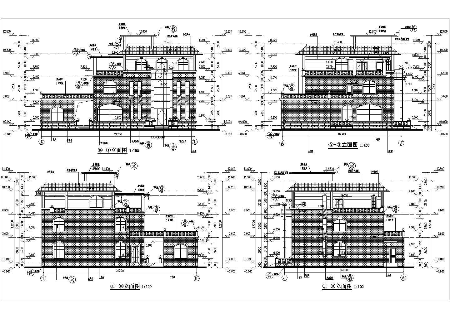 南方某地区3层框架结构别墅方案图