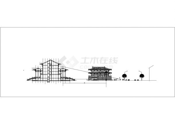 某地区仿唐牌坊混凝土建筑设计施工图-图二