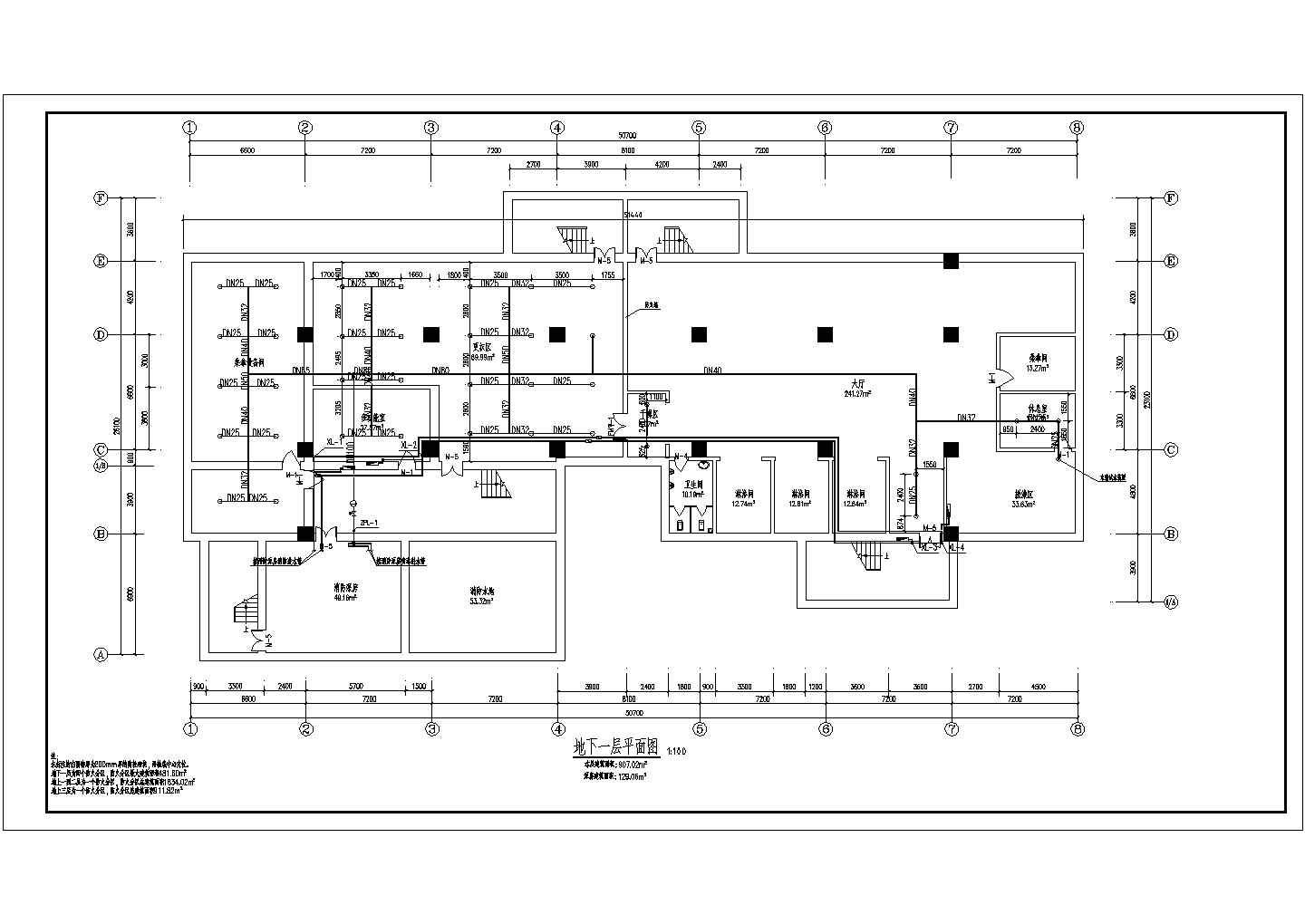 某地3层建筑消防自动喷淋平面图系统图