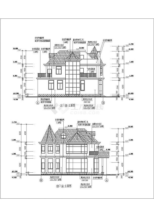 某地区二层带阁楼别墅建筑设计施工图（含结构设计）-图二