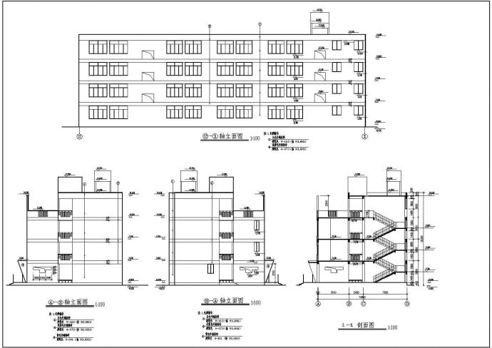 某地区四层小学教学楼框架结构建筑施工图_图1