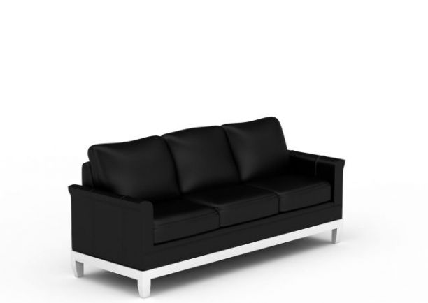 黑色皮沙发3d模型下载