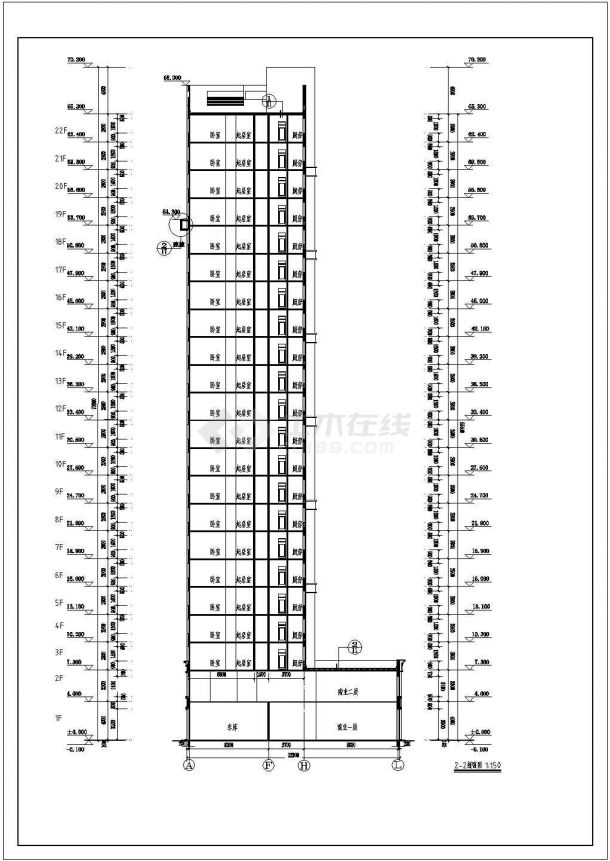 某地区二十二层商业住宅楼建筑设计施工图-图二