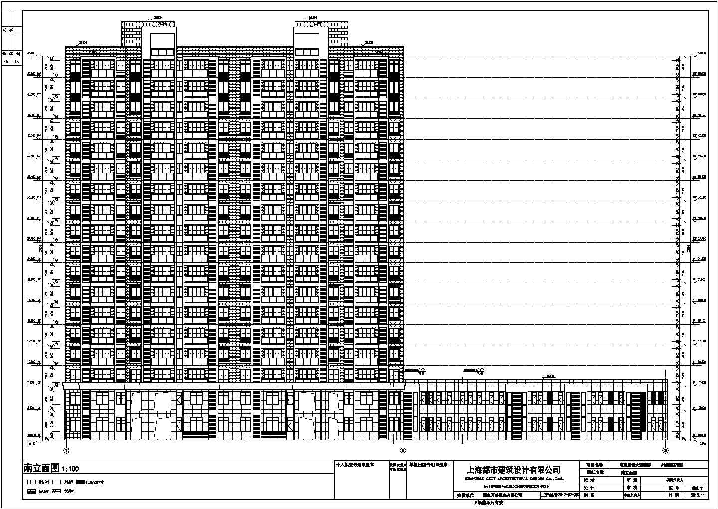 上海18层框剪结构住宅建筑平立剖面图