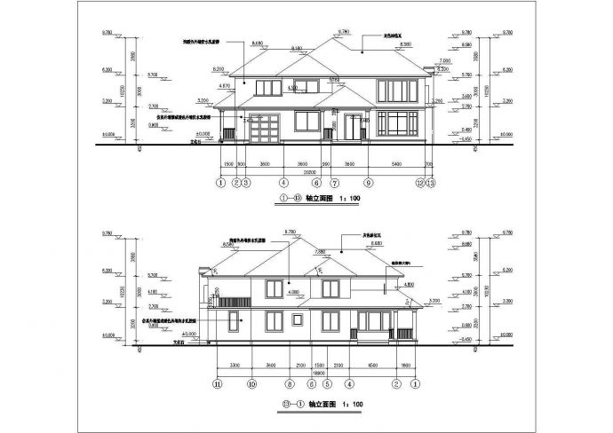某小区二层剖屋顶别墅建筑设计方案_图1