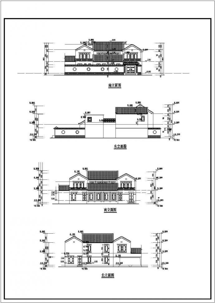 雅园剪力墙中式别墅建筑方案设计图_图1