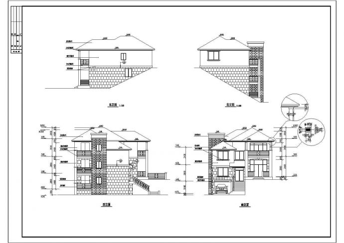 某地区3层剖屋面别墅建筑设计方案_图1