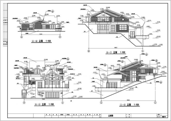 某地区三层框架结构山地别墅建筑施工图_图1