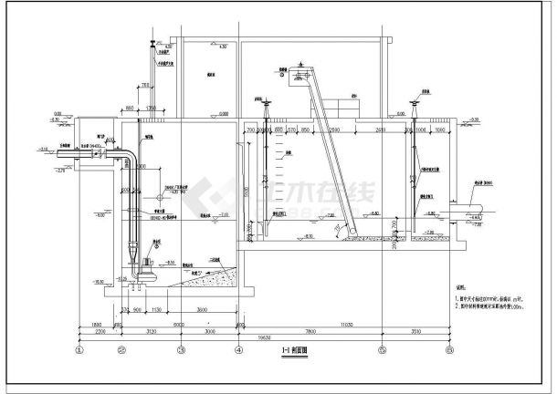 某污水处理厂粗格栅及污水提升泵房平面图剖面图-图二